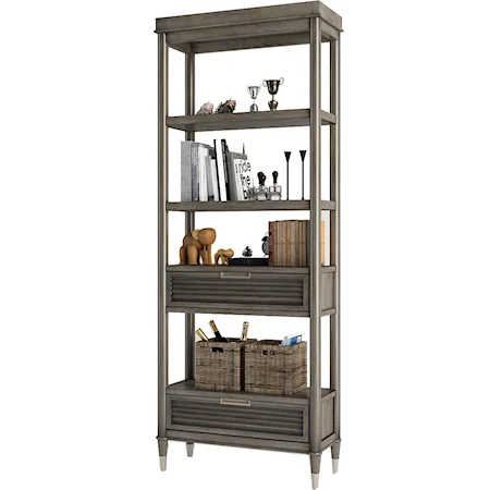 Etagere Bookcase with 2 Pass-Through Drawers
